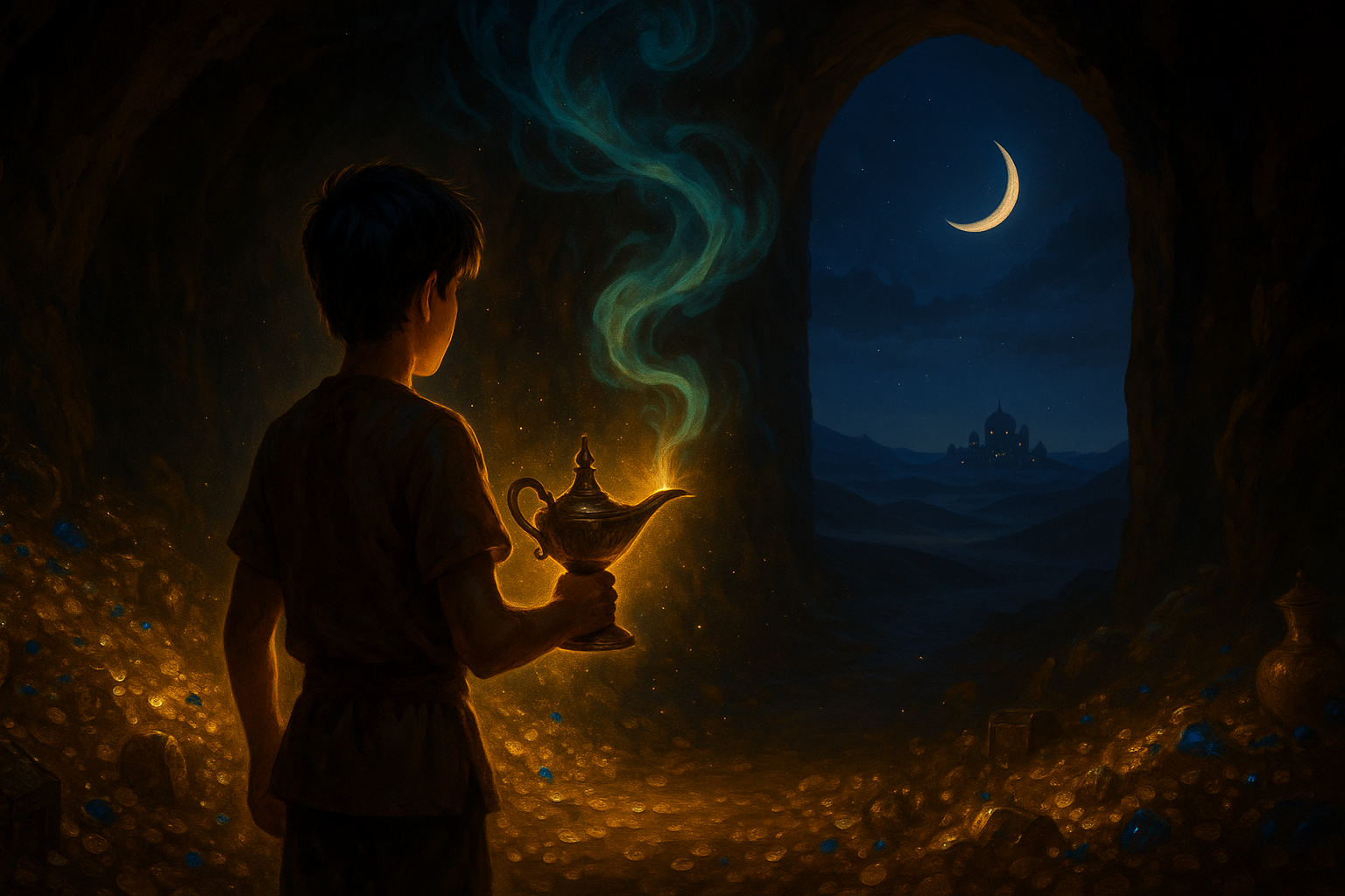 Mystical lamp emitting smoke